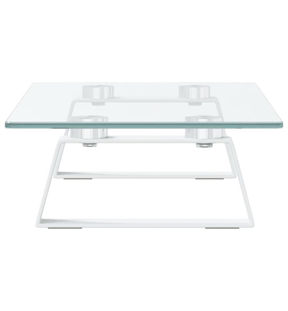 Support de moniteur blanc 40x20x8 cm verre trempé et métal