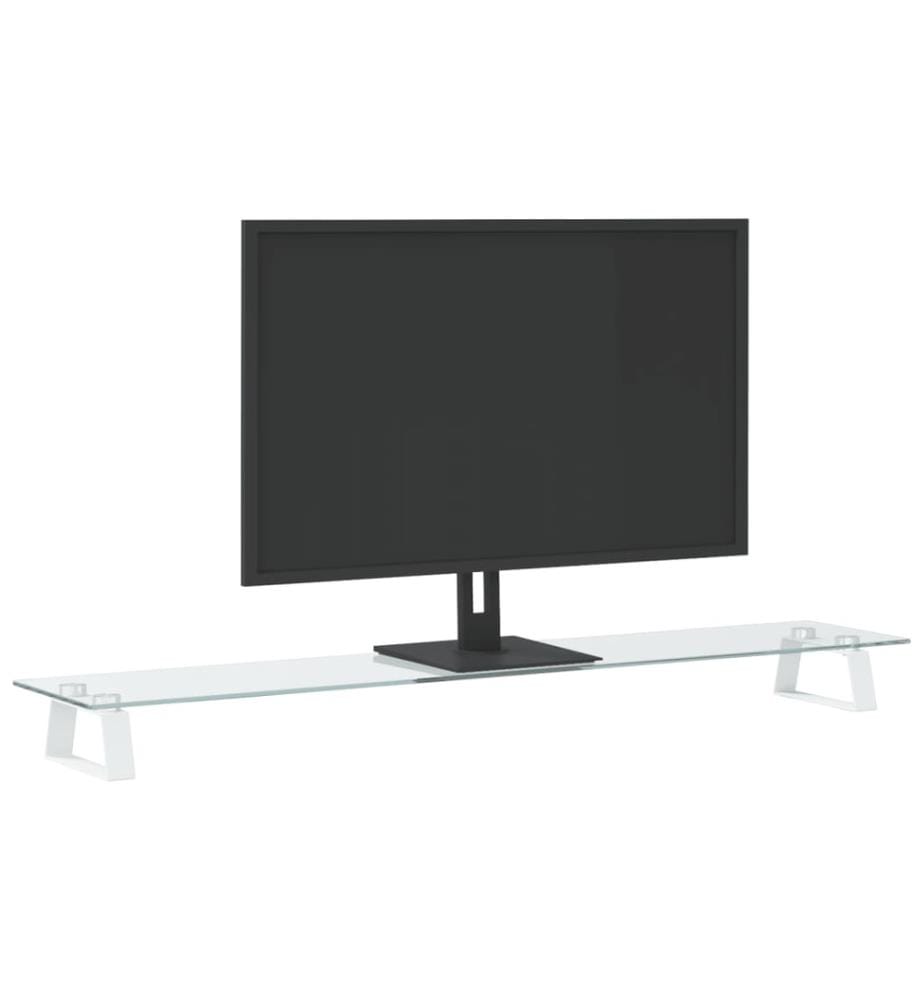 Monitorständer Weiss 100x20x8 cm Hartglas und Metall