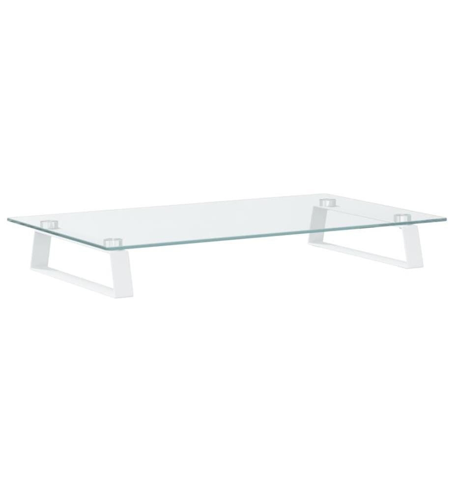 Monitorständer Weiss 60x35x8 cm Hartglas und Metall