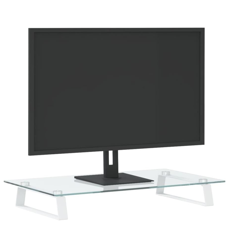 Monitorständer Weiss 60x35x8 cm Hartglas und Metall