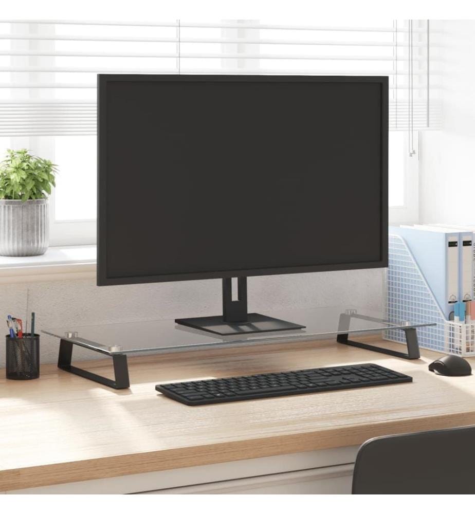 Monitorständer Schwarz 80x35x8 cm Hartglas und Metall