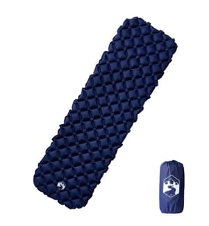 Matelas de camping gonflable 1 personne bleu marine 190x58x6 cm