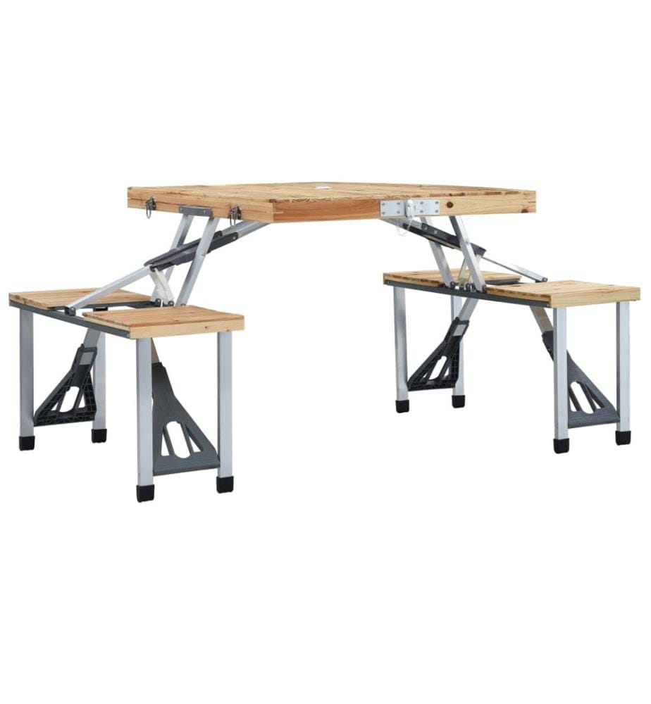 Klappbarer Campingtisch mit 4 Sitzen Stahl Aluminium