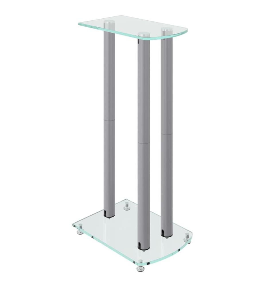 Lautsprecher-Ständer 2 Stk. Silbern Hartglas 3 Säulen