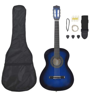 Ensemble de guitare classique pour débutants 8 pcs bleu 3/4 36"