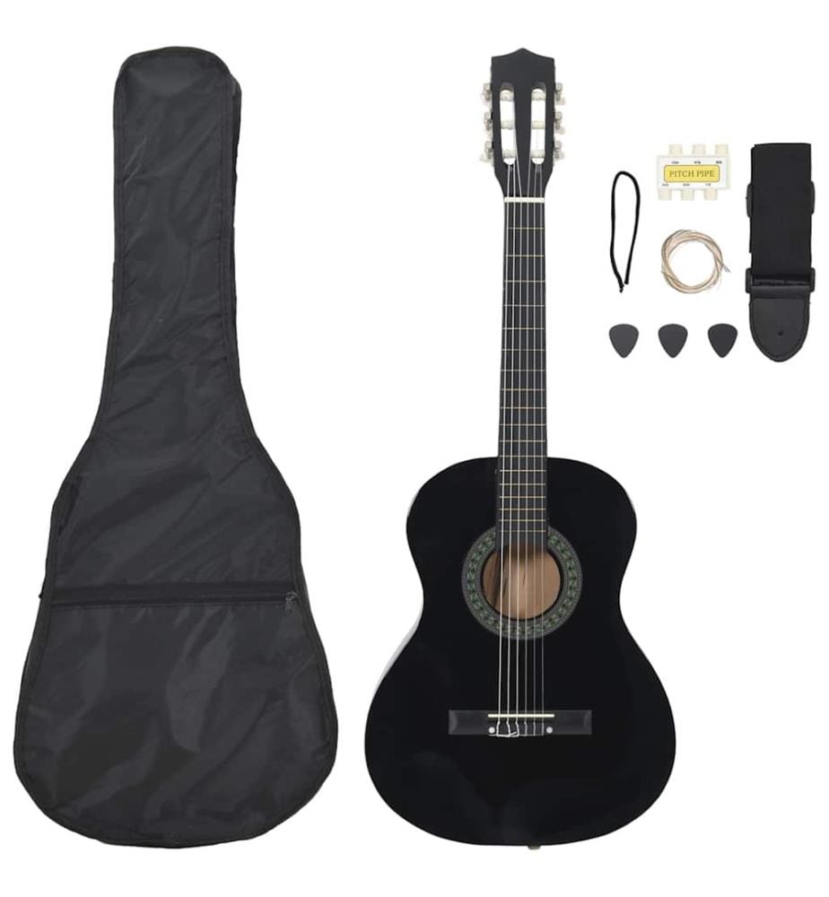 Jeu de guitare classique pour débutants 8 pcs noir 3/4 36"