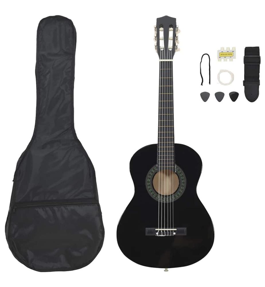 8-tlg. Klassikgitarren-Set für Anfänger Schwarz 1/2 34"