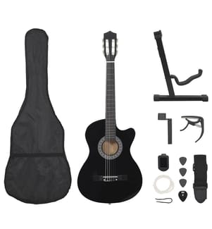 Ensemble de guitare découpée classique 12 pcs 6 cordes Noir 38"