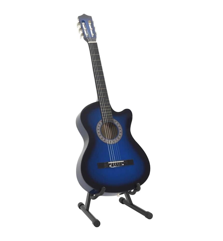 12.-tlg. Westerngitarre Set mit 6 Saiten Blau-Schattiert 38"