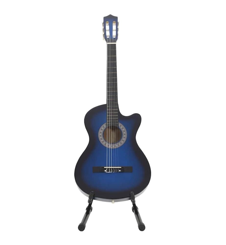 12.-tlg. Westerngitarre Set mit 6 Saiten Blau-Schattiert 38"