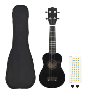 Jeu de ukulélé soprano avec sac pour enfants Noir 21"