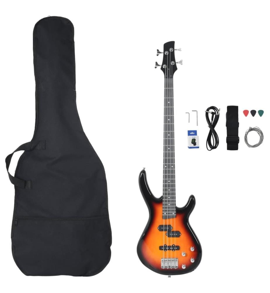 Guitare basse électrique de débutants sac brun et noir 4/4 46"