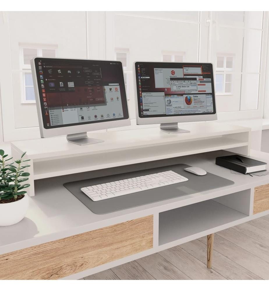 Monitorständer Weiss 100x24x13 cm Holzwerkstoff