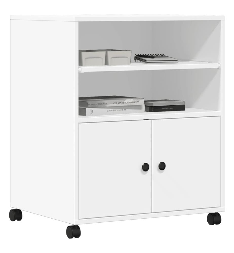 Druckerständer mit Rollen Weiss 60x48x74 cm