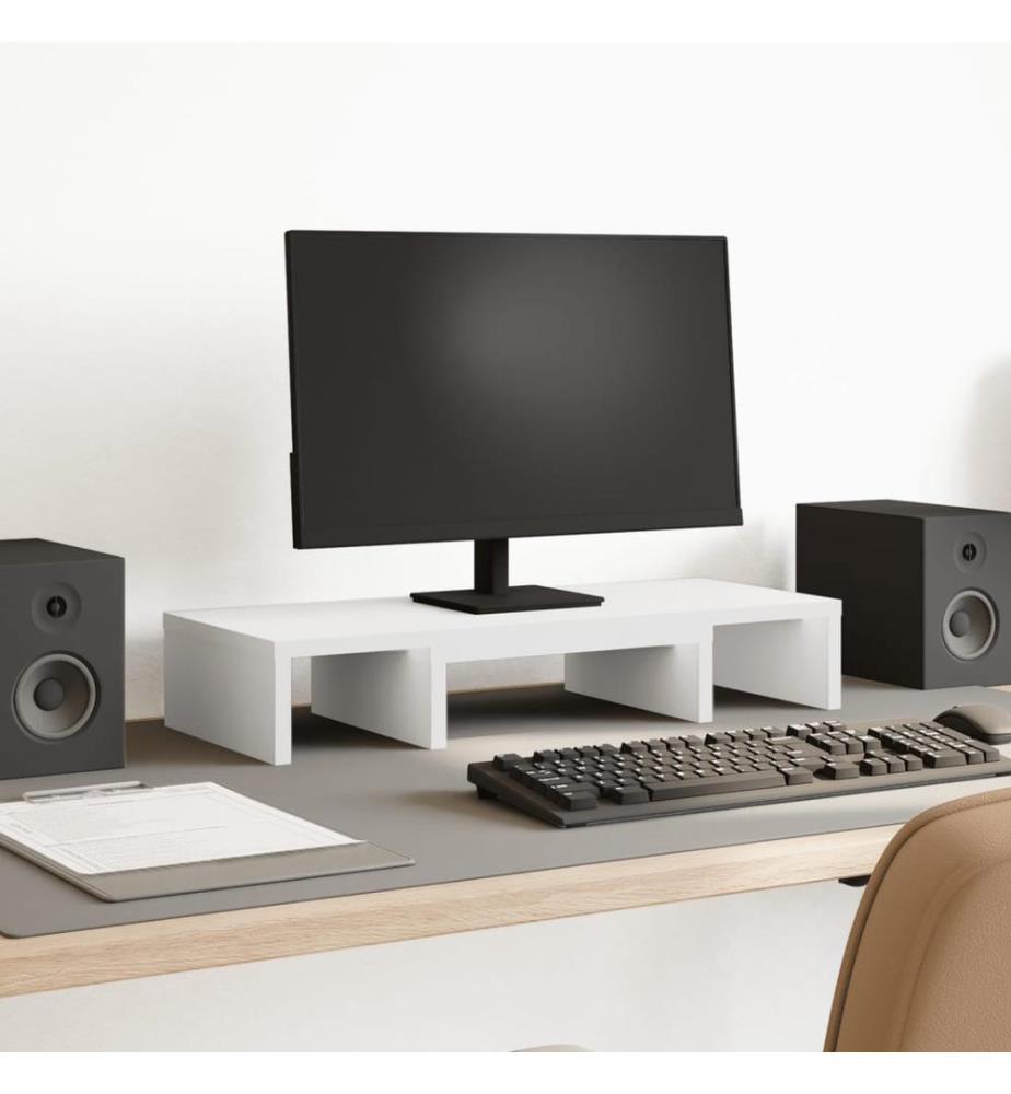 Monitorständer Verstellbar Weiss 60x24x10,5 cm Holzwerkstoff