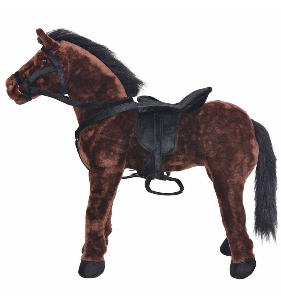 Plüschtier Pferd Stehend Plüsch Dunkelbraun XXL