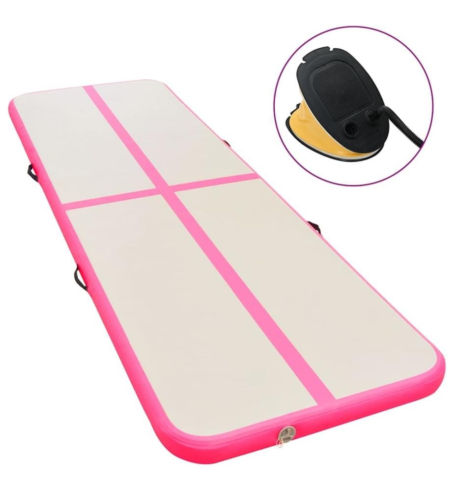 Aufblasbare Gymnastikmatte mit Pumpe 300×100×10 cm PVC Rosa