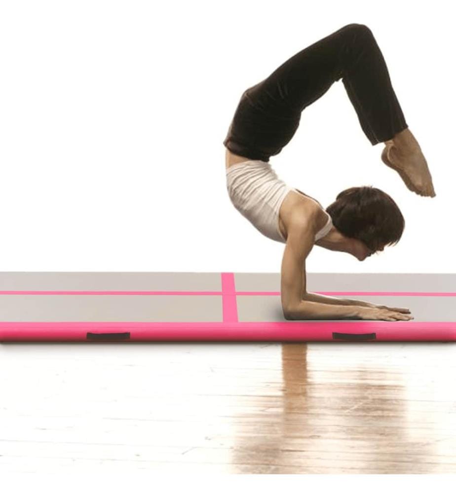 Aufblasbare Gymnastikmatte mit Pumpe 300×100×10 cm PVC Rosa