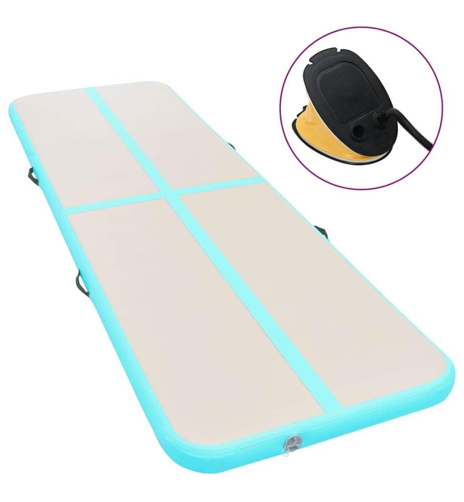 Aufblasbare Gymnastikmatte mit Pumpe 300x100x10 cm PVC Grün