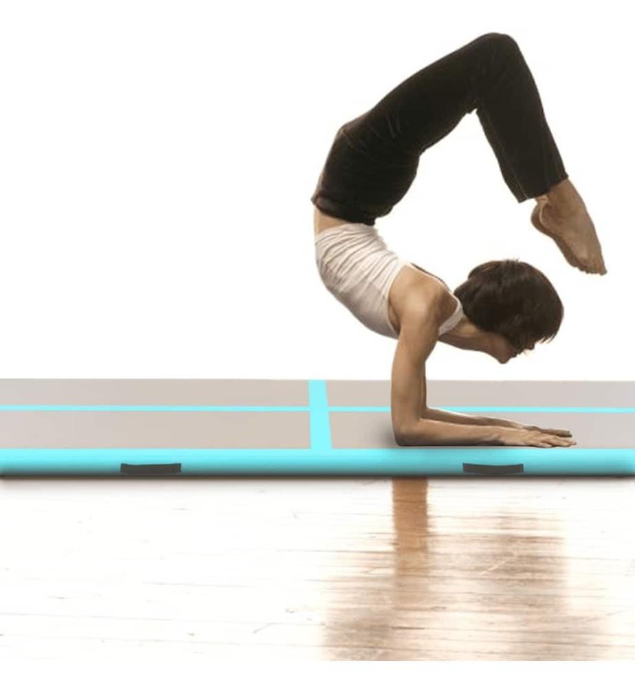 Aufblasbare Gymnastikmatte mit Pumpe 300x100x10 cm PVC Grün