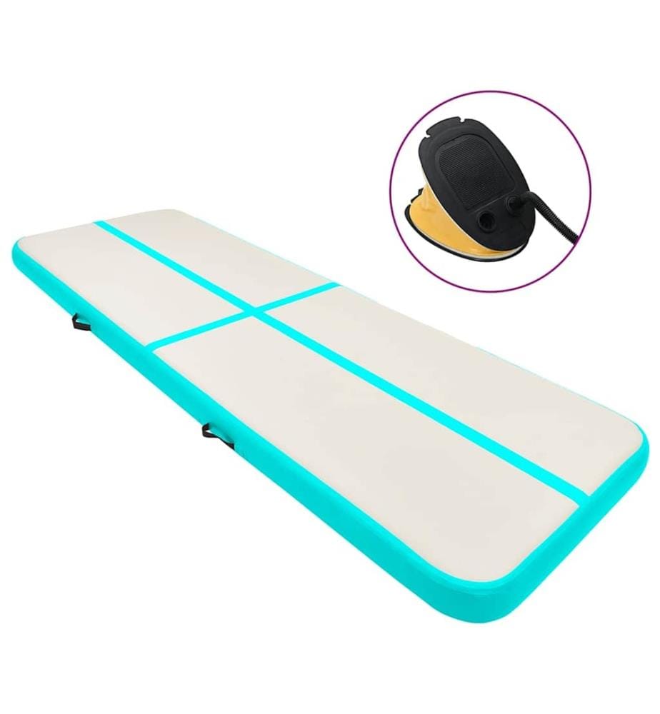 Aufblasbare Gymnastikmatte mit Pumpe 300x100x15 cm PVC Grün