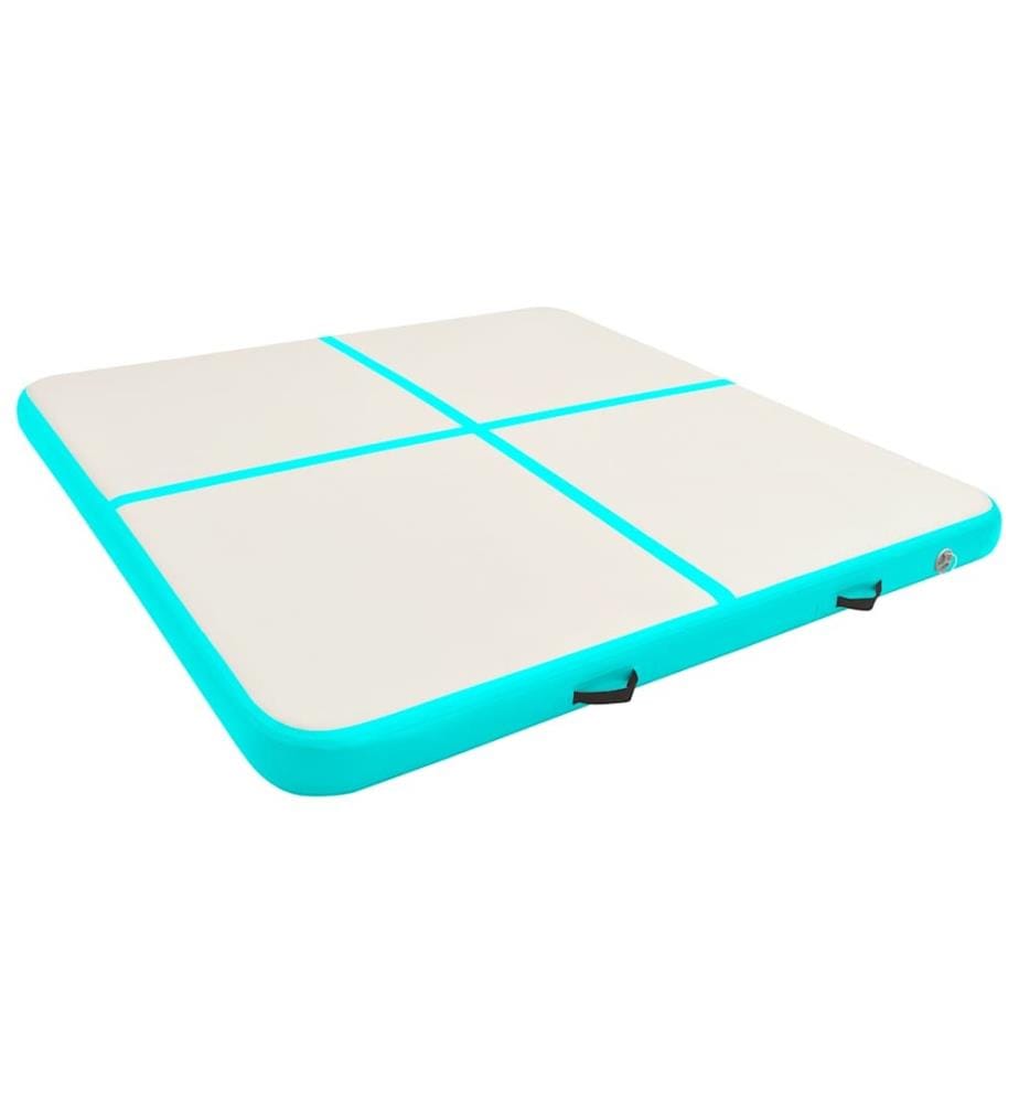 Aufblasbare Gymnastikmatte mit Pumpe 200x200x15 cm PVC Grün
