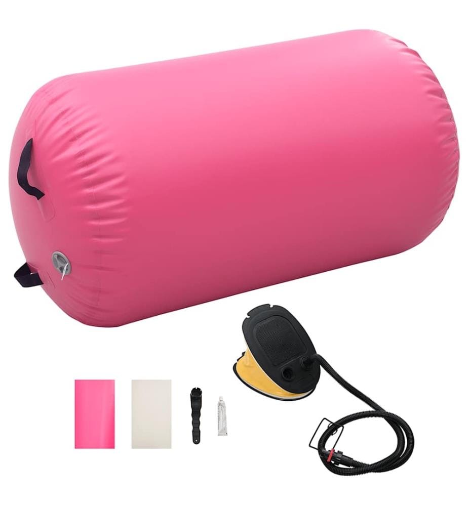Aufblasbare Gymnastik-Rolle mit Pumpe 100x60 cm PVC Rosa