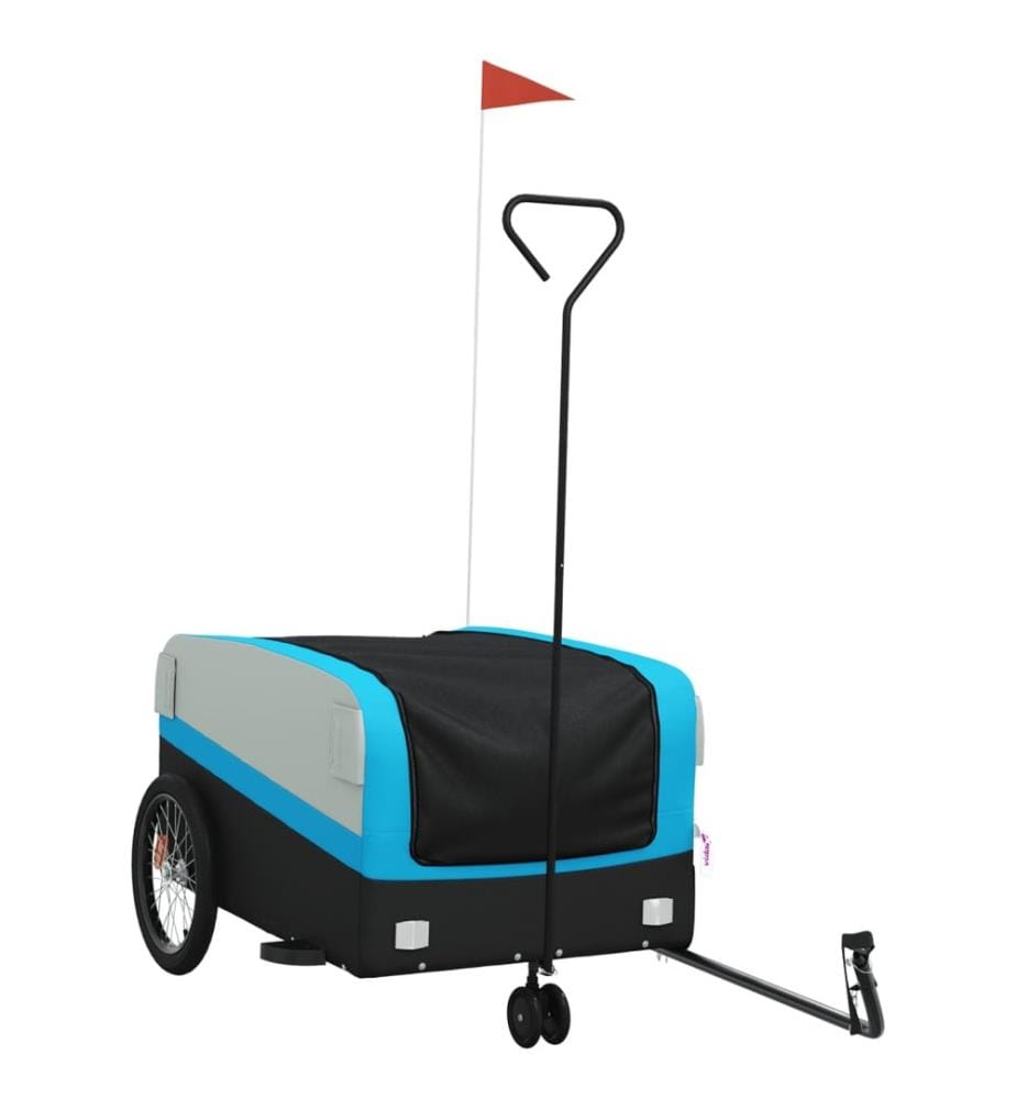 Fahrradanhänger Schwarz und Blau 45 kg Eisen