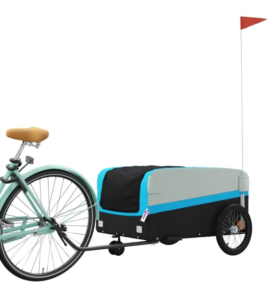 Fahrradanhänger Schwarz und Blau 45 kg Eisen