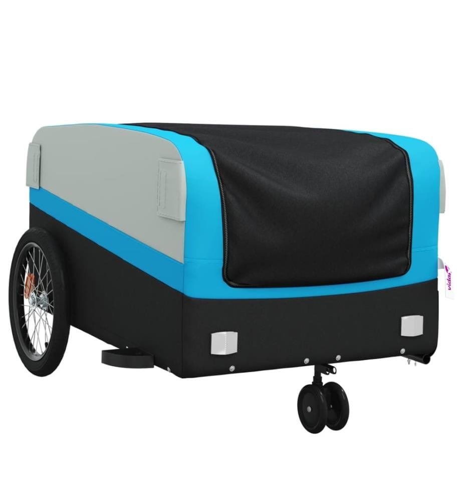 Fahrradanhänger Schwarz und Blau 45 kg Eisen