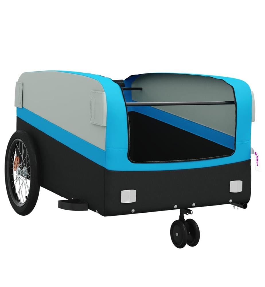 Fahrradanhänger Schwarz und Blau 45 kg Eisen