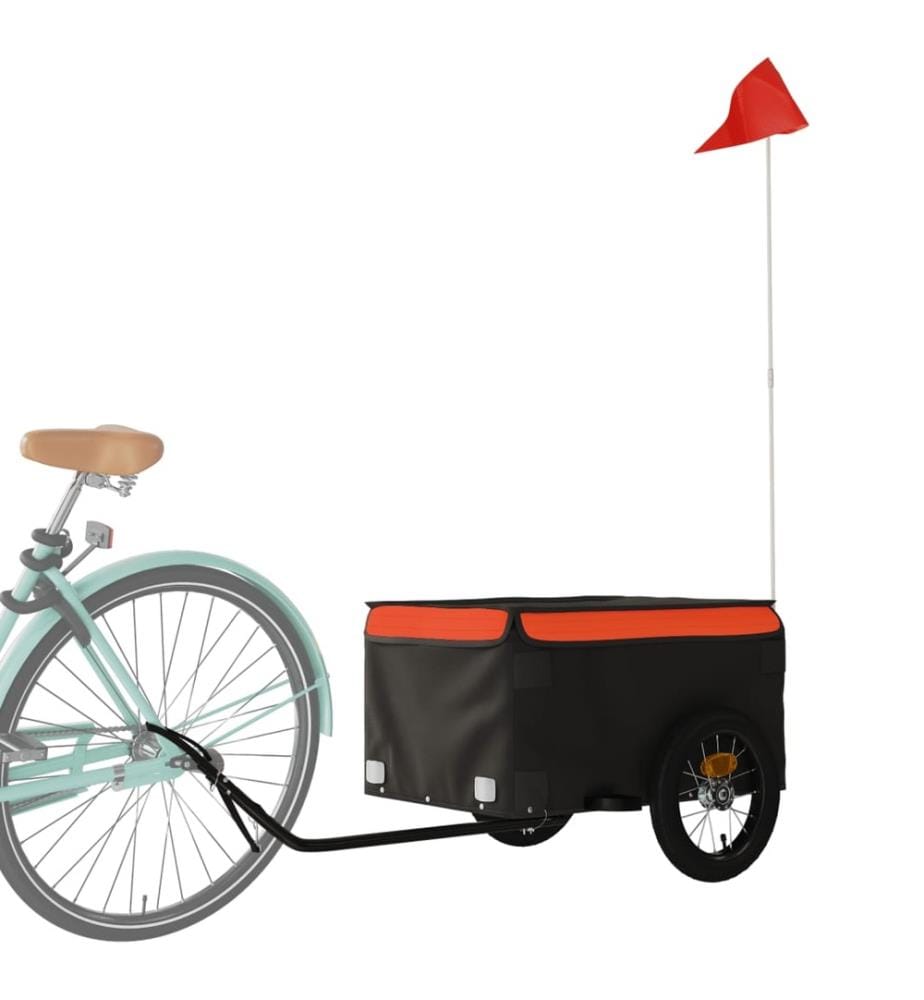 Remorque de vélo noir et orange 30 kg fer