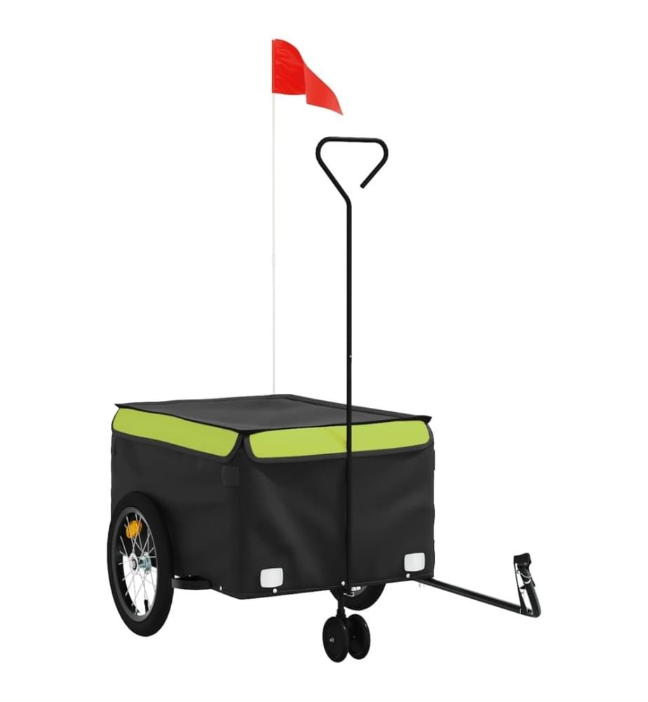 Fahrradanhänger Schwarz und Grün 45 kg Eisen
