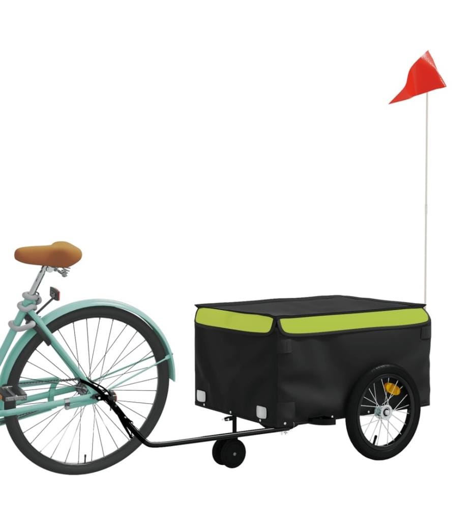 Fahrradanhänger Schwarz und Grün 45 kg Eisen