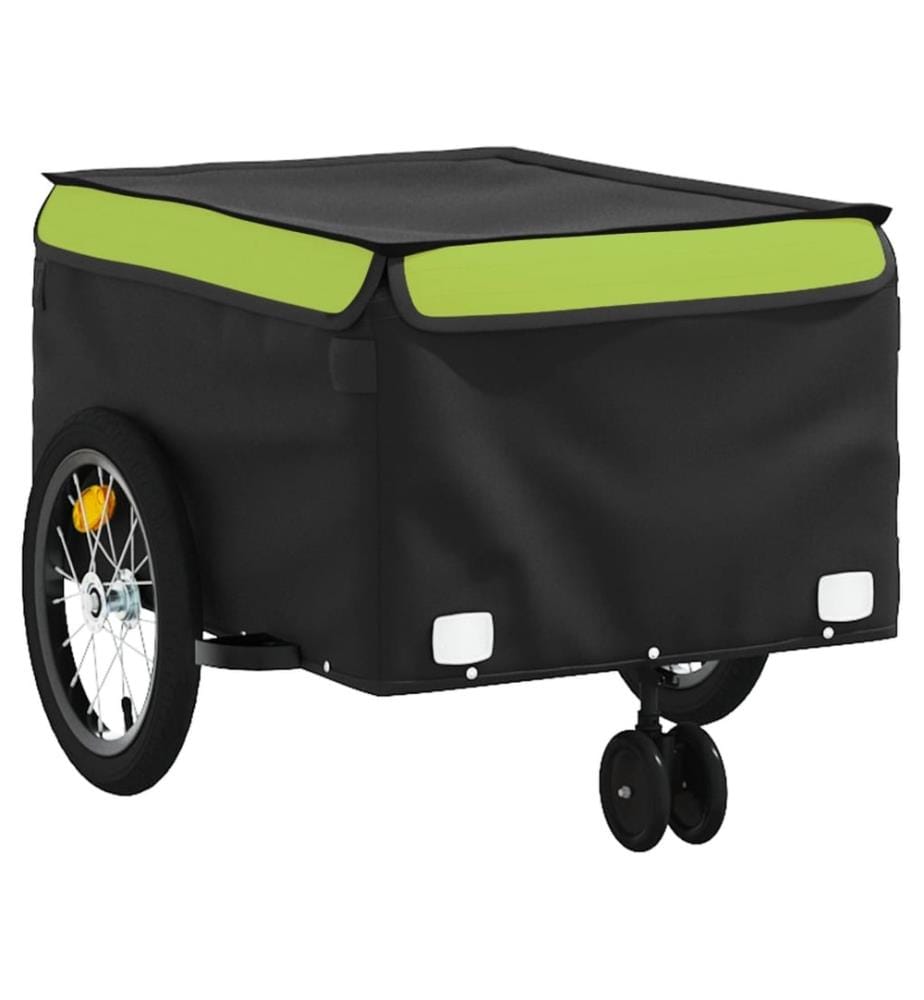 Fahrradanhänger Schwarz und Grün 45 kg Eisen
