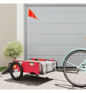 Remorque de vélo rouge tissu oxford et fer