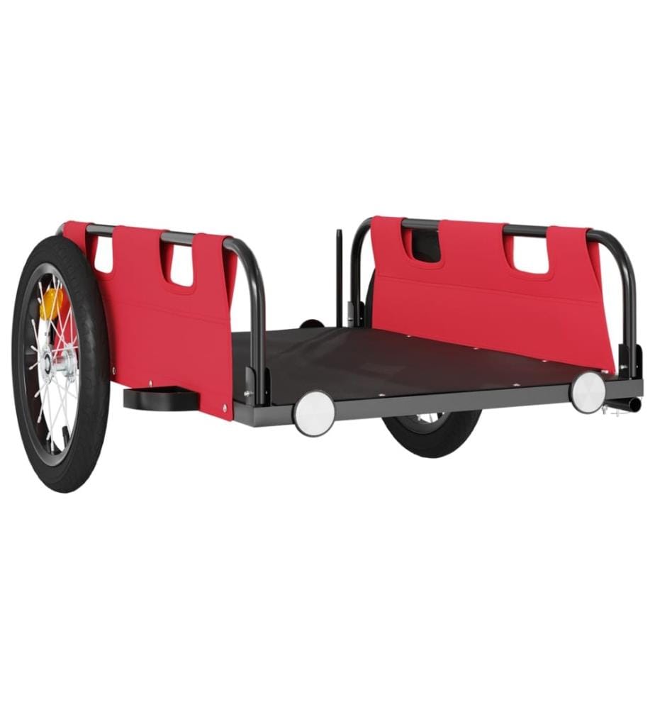 Remorque de vélo rouge tissu oxford et fer