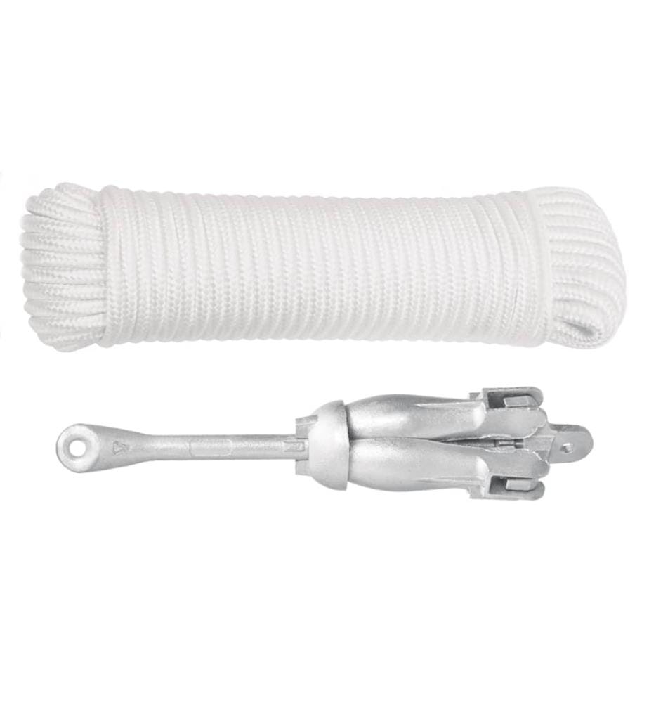 Ancre pliable avec corde argenté 3,2 kg fer malléable