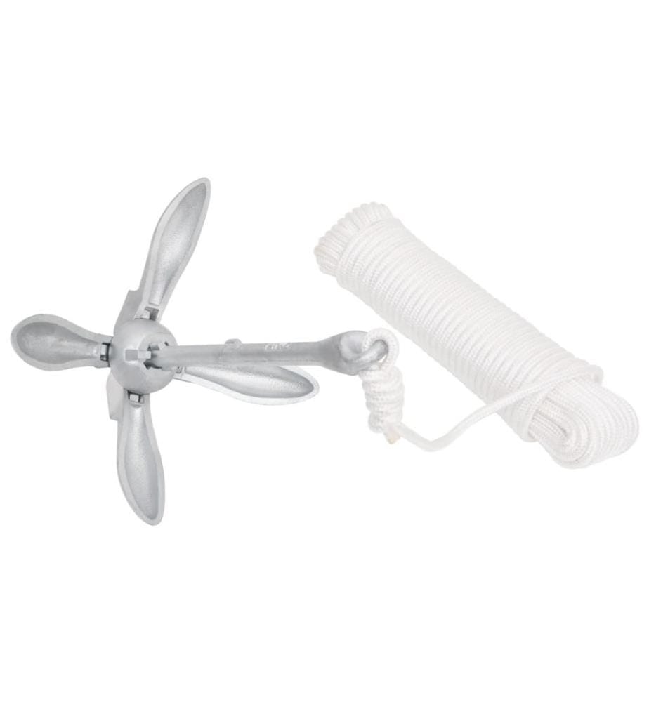 Ancre pliable avec corde argenté 3,2 kg fer malléable