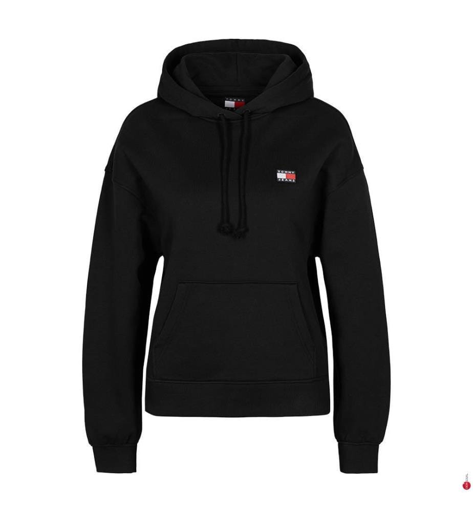 Badge Boxy Hoodie - Black