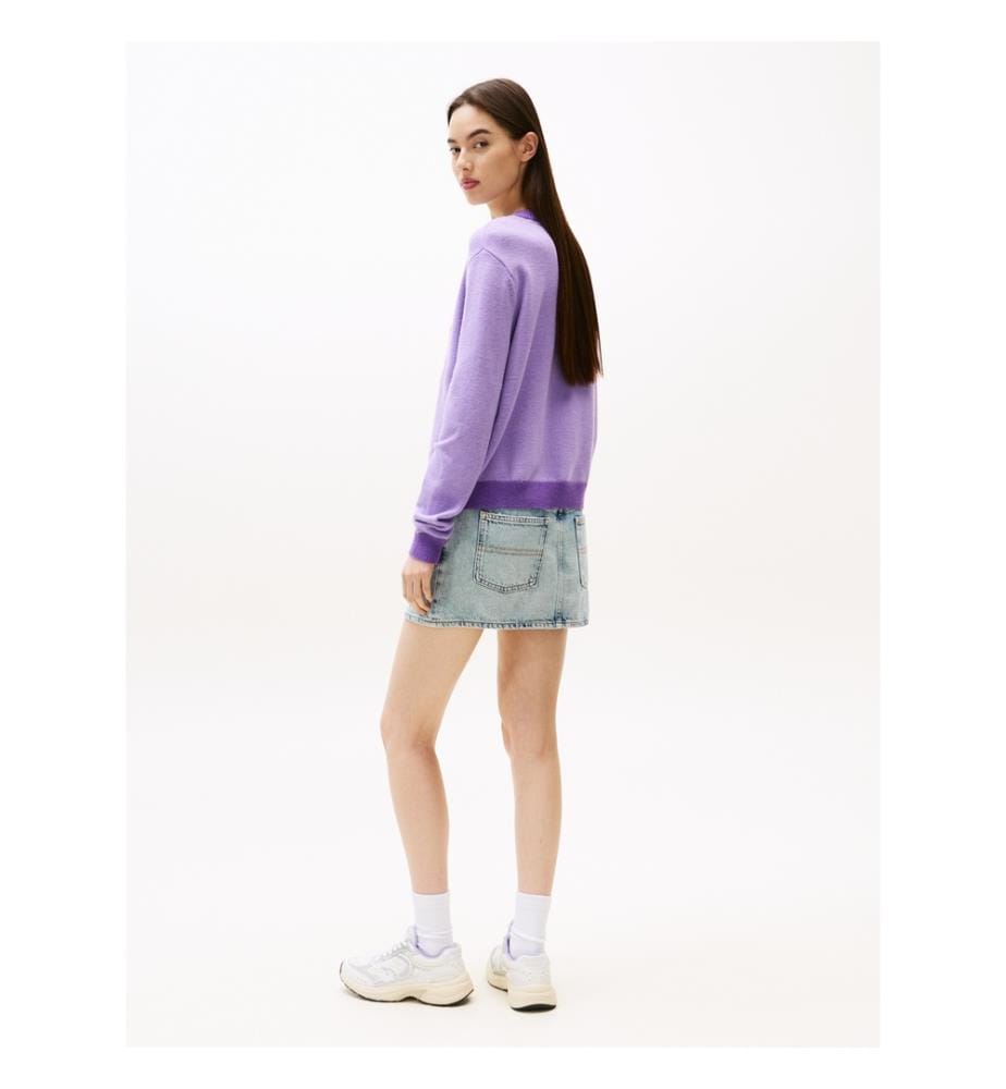 Colorblock Flag" round-neck sweater - Purple