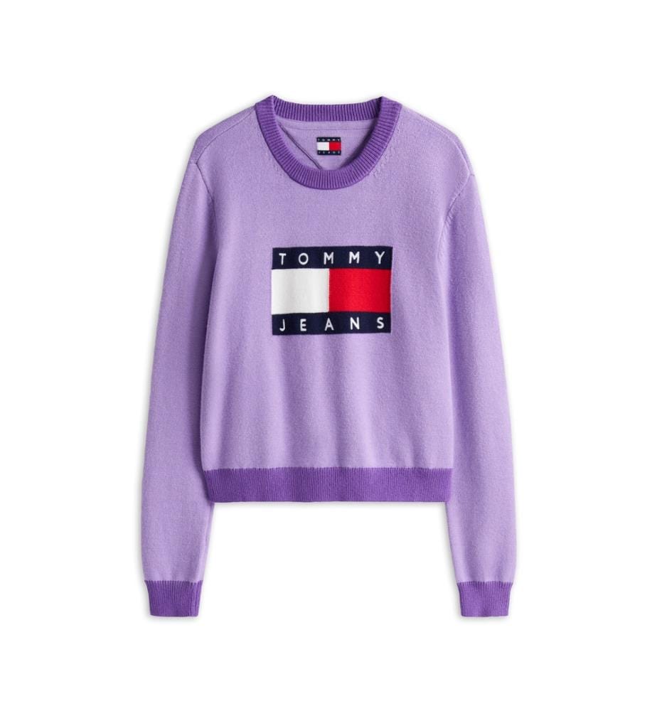 Colorblock Flag" round-neck sweater - Purple