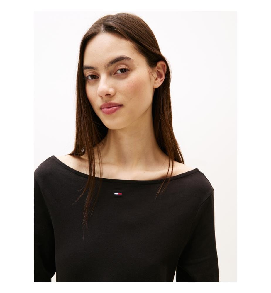 Long-sleeved flared dress - Black