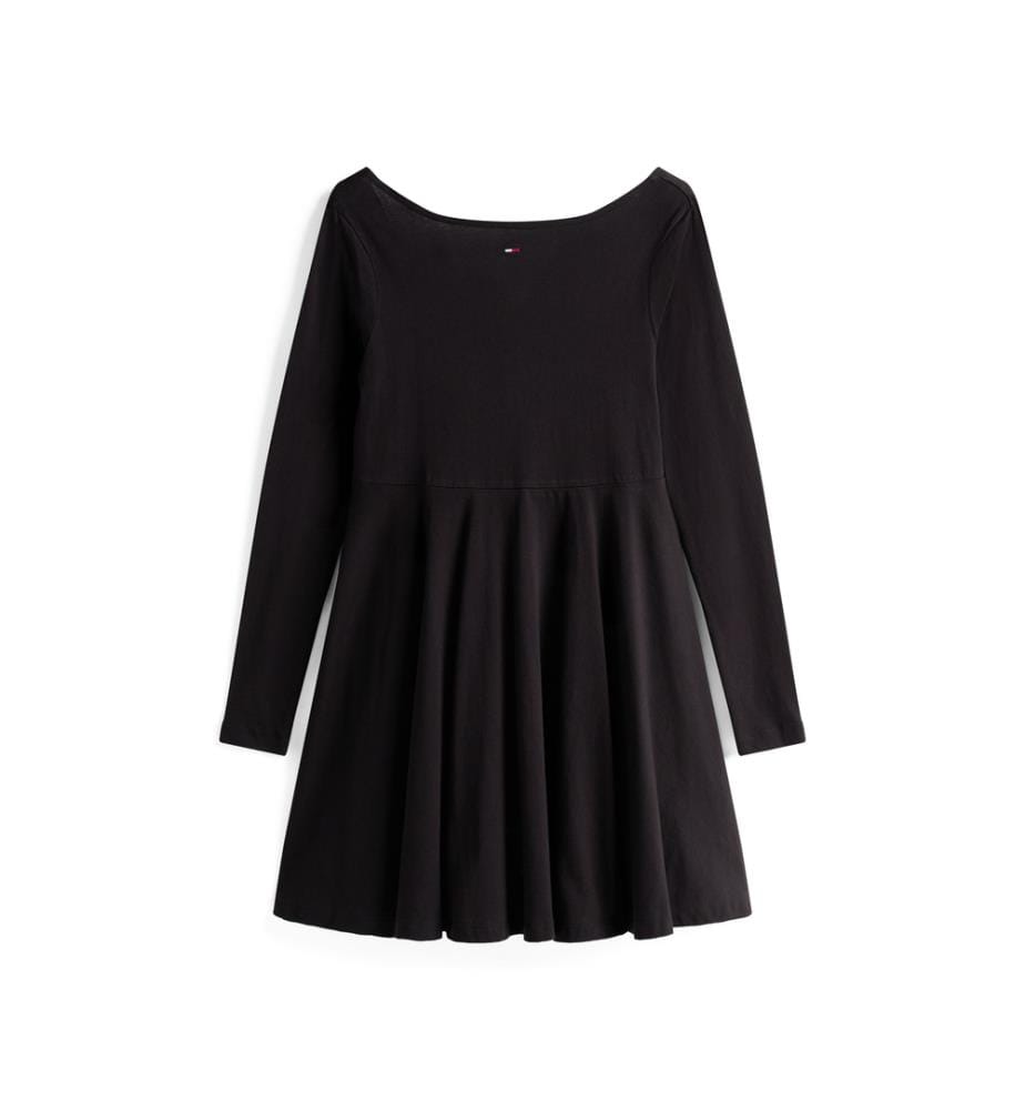 Long-sleeved flared dress - Black