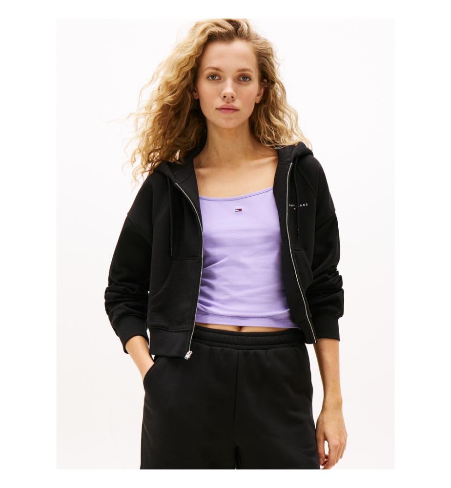 Short zip-up sweatshirt - Black