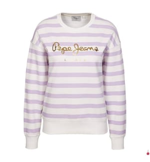 Sweatshirt mit Logo und Streifen - Weiss