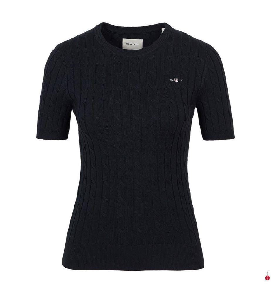 T-Shirt Stretch Cotton Cable C-Neck - Evening Blue