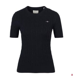 T-Shirt Stretch Cotton Cable C-Neck - Evening Blue