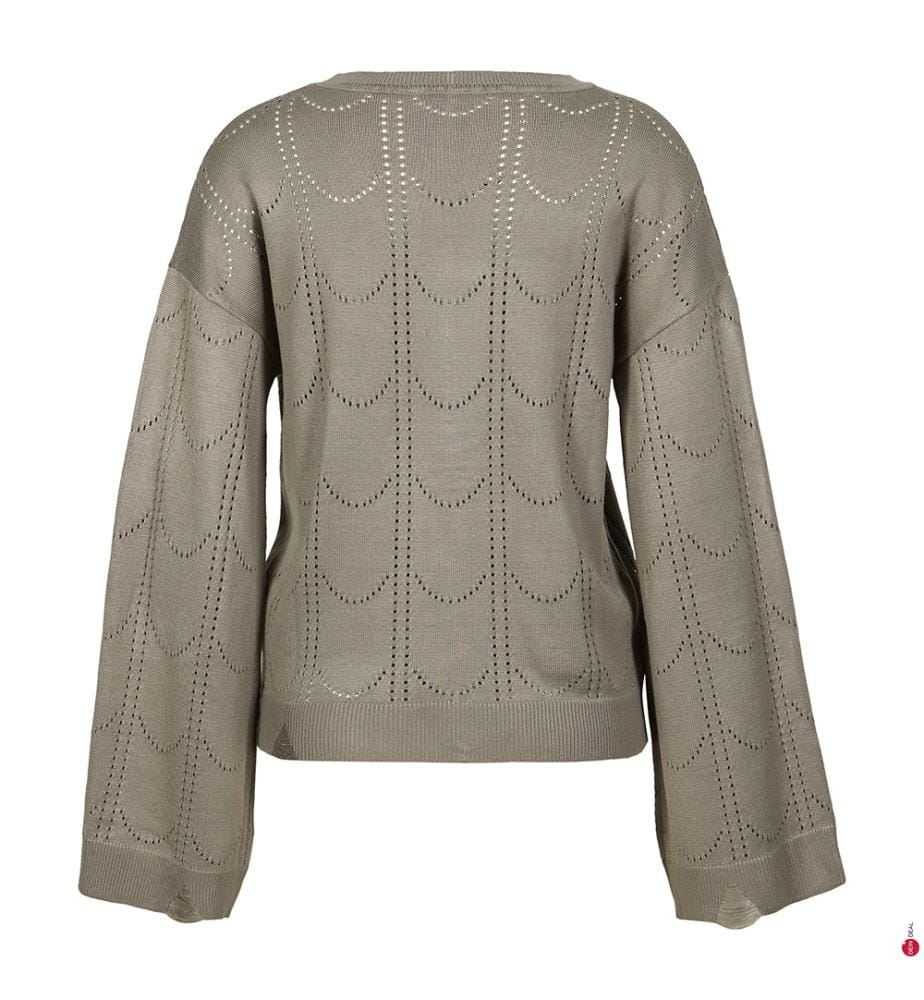 Pull gris en maille boutonné - Gris