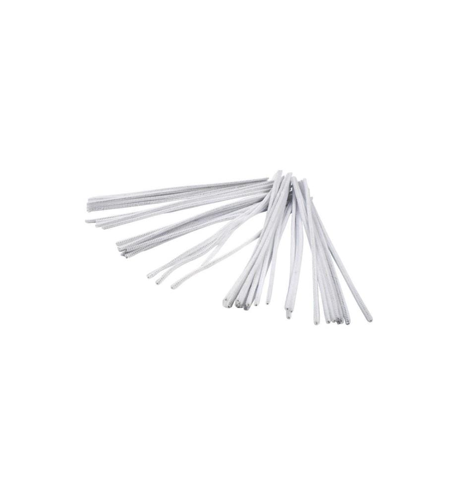 CREATIV COMPANY - Fil-chenille 6 mm 50 pièces, blanc